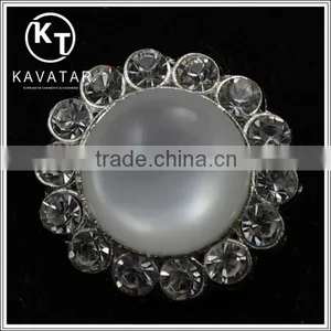 Good Quality NK006 Metal Rhinestone Button With Big Pearl for Clothes thumbnail-1