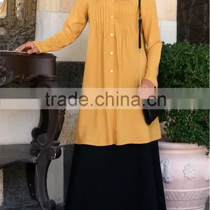 OEM Service China Factory Custom Made Arabic Linen Buttons Women Tunic Tops thumbnail-5