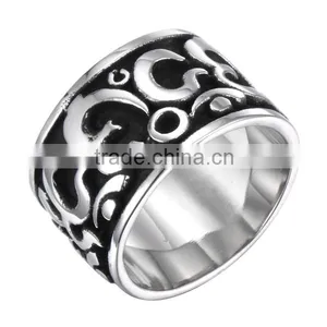 Fashion Tribe Mens Black Silver Stainless Steel Ring MJ Jewelry Hot Selling Rings For Gifts thumbnail-3