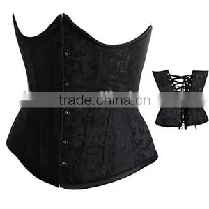 Plus Size 12 Steel-Boned Lingline Underbust Brocade Corset thumbnail-2