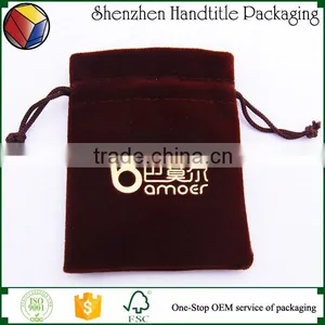 Screen Printing Velvet Pouch Logo Jewelry Pouch With Logo Gold Foil Stamping thumbnail-1