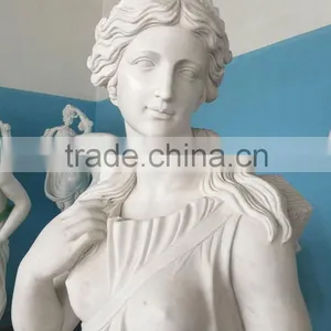 Hand Carved Hunter With Dog White Marble Garden Statue thumbnail-2