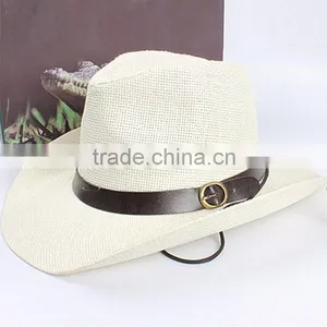 Chic Unisex Women/Men Cowboy Trilby Hat Wide Brim Straw One Size Cap thumbnail-5