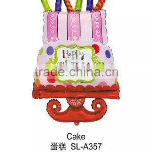 J082402 Inflatable Aluminium Foil Balloons, Cake Shape Birthday Party Foil Balloon thumbnail-1