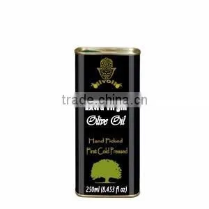 Premium Quality Extra Virgin Olive Oil. Pure Natural Olive Oil With ISO9001 Certification. 250 ml Metallic Tin thumbnail-1