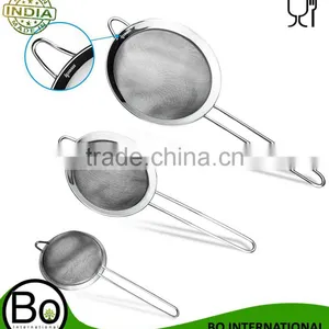 Stainless Steel Fine Tea Mesh Strainer Colander Sieve With Handle for Kitchen Food Rice Vegetable, Set of 3 thumbnail-1