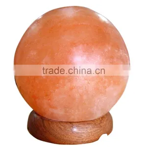 Globe Himalayan Rock Globe Salt Lamps 5.5 x 6 x 6 Inches 3 to 4 Kg Ionic Air Purifier on Wood Base With Cord thumbnail-1