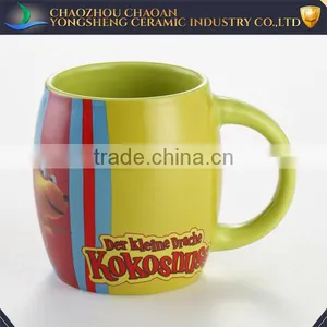 YSm0026 Light Green Glazed Chunky Mug With Cute Cartoon thumbnail-1
