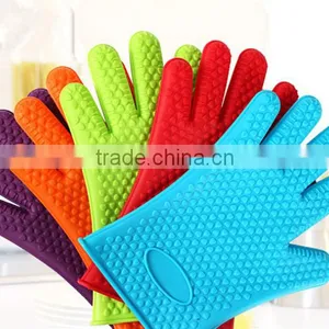 Silicone BBQ Grilling Gloves, Silicone Oven Gloves With Fingers Hand Gloves thumbnail-1