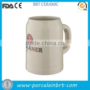 Beige Porcelain 6oz Beer Mug With Custom Design for Promotions thumbnail-1