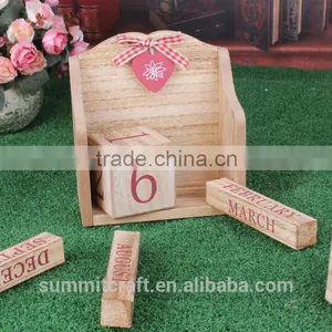 Pink Wooden Perpetual Calendar Desk Calendar 2017 thumbnail-5