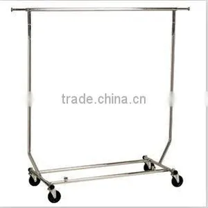 Commercial Grade Rolling Folding Clothing Garmetn Rack, Chrome thumbnail-1