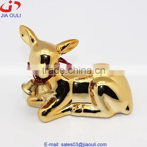 BSCI Certificate Factory Christmas Decoration Gold Ceramic Deer thumbnail-1