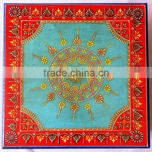 Indian Handcrafted Painted Wooden Bajot thumbnail-1