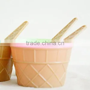 High Quality 2-Sets,Kids Ice Cream Bowl Spoon Set Cute Children Feeding Tableware Plastic Bowl thumbnail-4