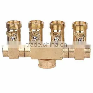 4 Way Brass Hose Connector With Ball Valve for Tap Gardening, Watering High Quality OEM Custom-made. EU thumbnail-1