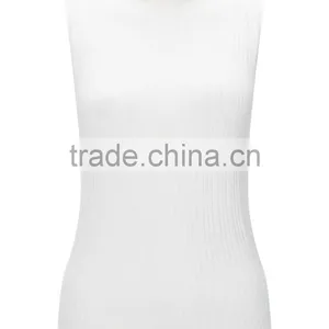 2016 Fashion Cream Sleeveless Knit Rib Tank Top HST8046 thumbnail-5
