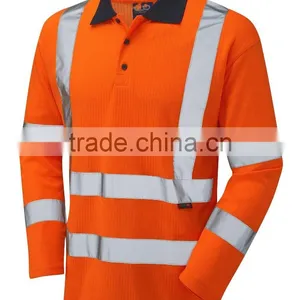 100% Cotton Reflective T-shirt Long Sleeve hi Vis Safety Reflective Work Shirts thumbnail-3
