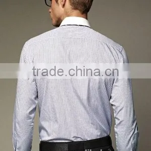 New Design Small Checked Blends Cotton Men Shirt SL0068 thumbnail-2