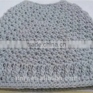 Yellow Wholesale Messy Bun Ponytail Beanie Crocheted Hat thumbnail-2