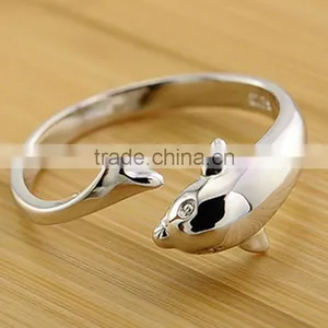 F20054N 2016 New Design Cheap Price Wholesale Fashion Silver Dolphin Ring thumbnail-2
