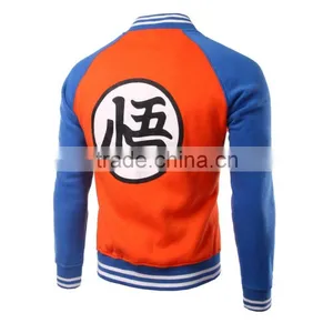 Autumn and Winter Men With Cashmere Raglan Sleeve Seven Dragon Ball Anime Baseball Jacket Coat Hoody Wukong thumbnail-3