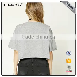 2017 O-neck Cotton Printed Short Sleeve Mini T-shirt for Lady thumbnail-3