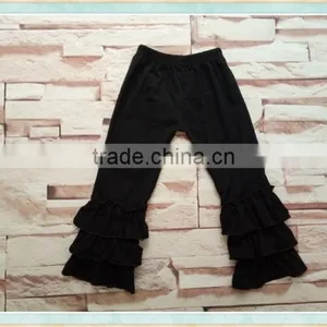 Triple Ruffle Pants Girls High Quality Pants Girl 100% Cotton Plain Color Ruffle Pant thumbnail-1