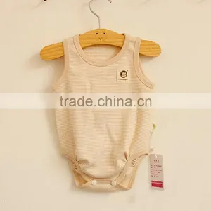 Hot Sale Stripe Organic Cotton Newborn Baby Vest Bodysuit thumbnail-4