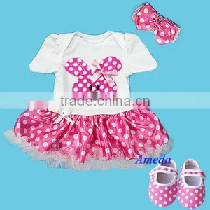 Easter Bunny Baby Light Pink White Polka Dots Bodysuit Tutu Crib Shoes Party Dress NB-18M thumbnail-1