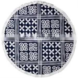 Custom Design Reactive Print Cotton Beach Towel Round Pareo China Supplier thumbnail-5