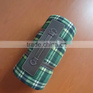 Green Check Printed Polar Fleece+sponge+polyester With pu Handle Waterproof Camping Mattress thumbnail-1