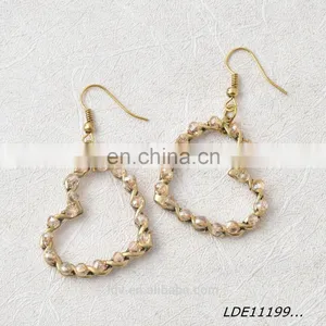 Lastest Design Antique Gold Wire-wound Heart Drop Earing Handmade Beaded Earring thumbnail-4