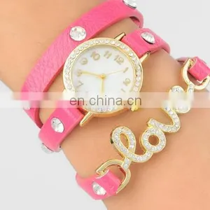 Newest Design Women Watches Retro Faux Leather Quartz Wristwatch With Bronze LOVE Word Luxury Watches Ladies thumbnail-5