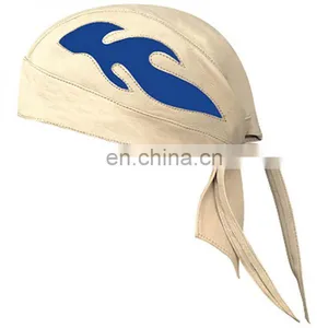 HMB-901C4 LEATHER FLAMES SKULL CAP DURAG HEAD WRAP BANDANA SKULLCAP HATS SCARF thumbnail-1