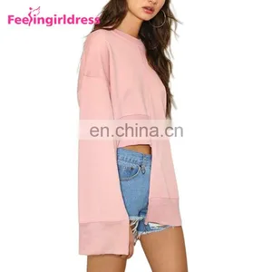 Low Moq Fashion Long Sleeve Women Solid Blank Crew Neck Plain Sweatshirt thumbnail-4