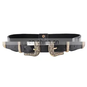 Grace Karin Women Ladies Girls Vintage Fashion Boho Double Metal Light Gold Silver Color Buckle Belt Elastic Band CL010479 thumbnail-2