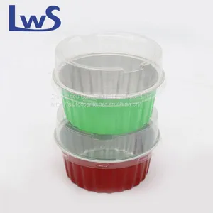 Colorful Aluminum Foil Mini Container Baking Cups With Plastic Lid thumbnail-5