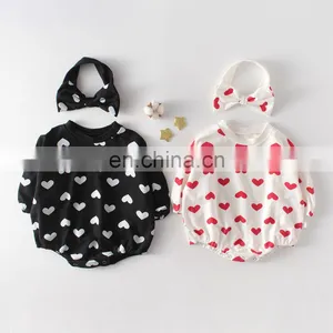 Lovely Infatns Clothes Fleece Full Sleeve Peach Heat Printed Baby Girls Hoodie Romper thumbnail-1