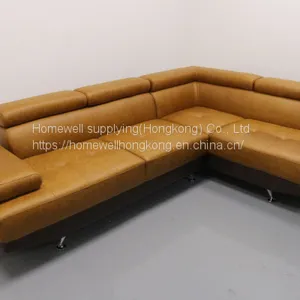 Hot Sell Italian Corner Sofa HF-S770 2 Seater With Chaise Leathaire Upholstery Livingroom Furniture thumbnail-1