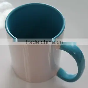 350ml Handle And Inner Colorful Sublimation Coated White Drinking Mug thumbnail-5