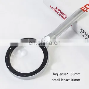 Metal Material Aluminum Alloy 12 LED Lights 5 Times 10 Times HD Reading Magnifying Glass thumbnail-2