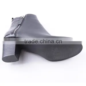Shiny Back Upper Military Gravity Mid Heel Boots Cheap in China With Double Zippers thumbnail-6