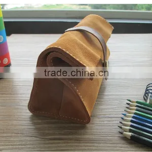 Handmade Cow Leather Cosmetic Organizer Bag Large Capacity Clutch Pen Bag for Travel thumbnail-3