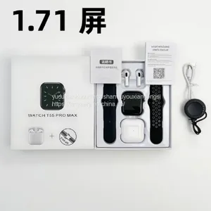 T55PRO MAX Smart Watch 1.71 Large Screen Health Monitoring Bluetooth Call Bluetooth Headset Two-in-one Bracelet thumbnail-4