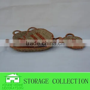 Set of 4 Wholesale Seagrass Woven Tray Food Serving Tray thumbnail-1