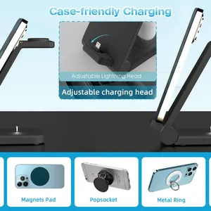 2023 Hot Selling Fast 3 in 1 Charger Stand Dock Foldable Magnetic Quick 23W Support OEM thumbnail-4