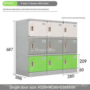 Heavy-Duty ABS Plastic Lockers With Concave Handle - Premium Durable Storage Solution for Factory Industrial Use thumbnail-3