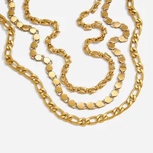 Custom Round Stainless Steel Rhinestone Charm Necklace - 18K Gold Plated Alloy thumbnail-1