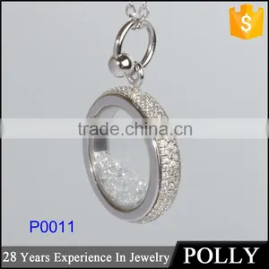 925 Silver Artificial Diamond Round Ring Pendant for Women Mirror Pendant thumbnail-1